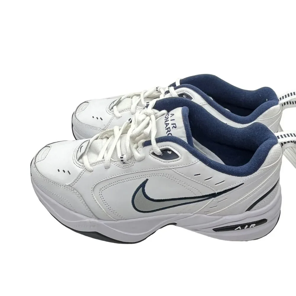 Nike Sneakers Air Monarch IV Mens Athletic Shoes Size 9 White Navy Silver NEW